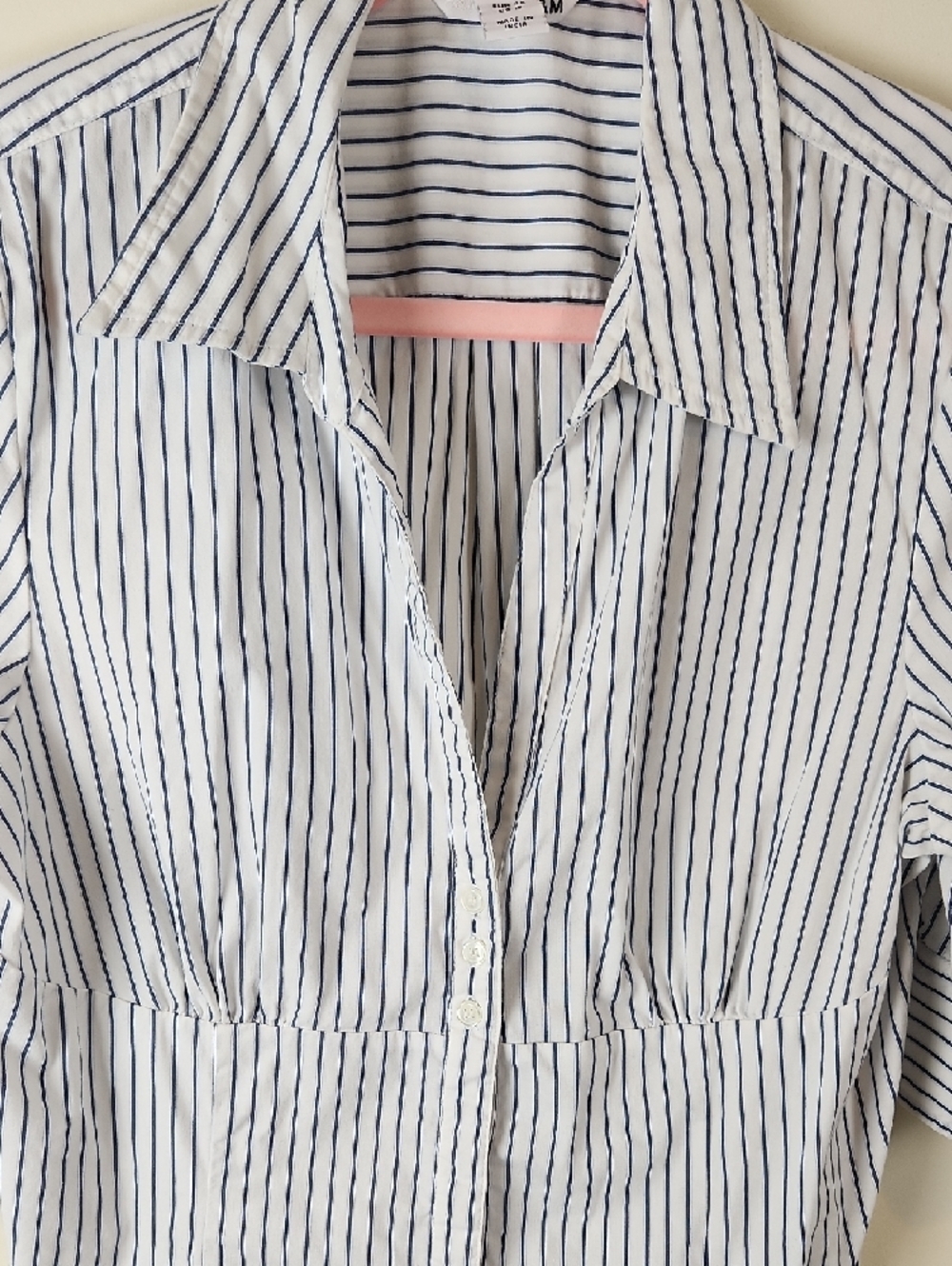 H&M White Shirt with Navy Stripes Large - Picture 6 of 11